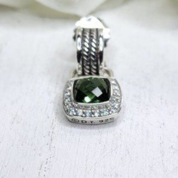 David Yurman Silver Albion 7mm Prasiolite & Diamond Drop Earrings - FCM96 - Picture 5 of 5